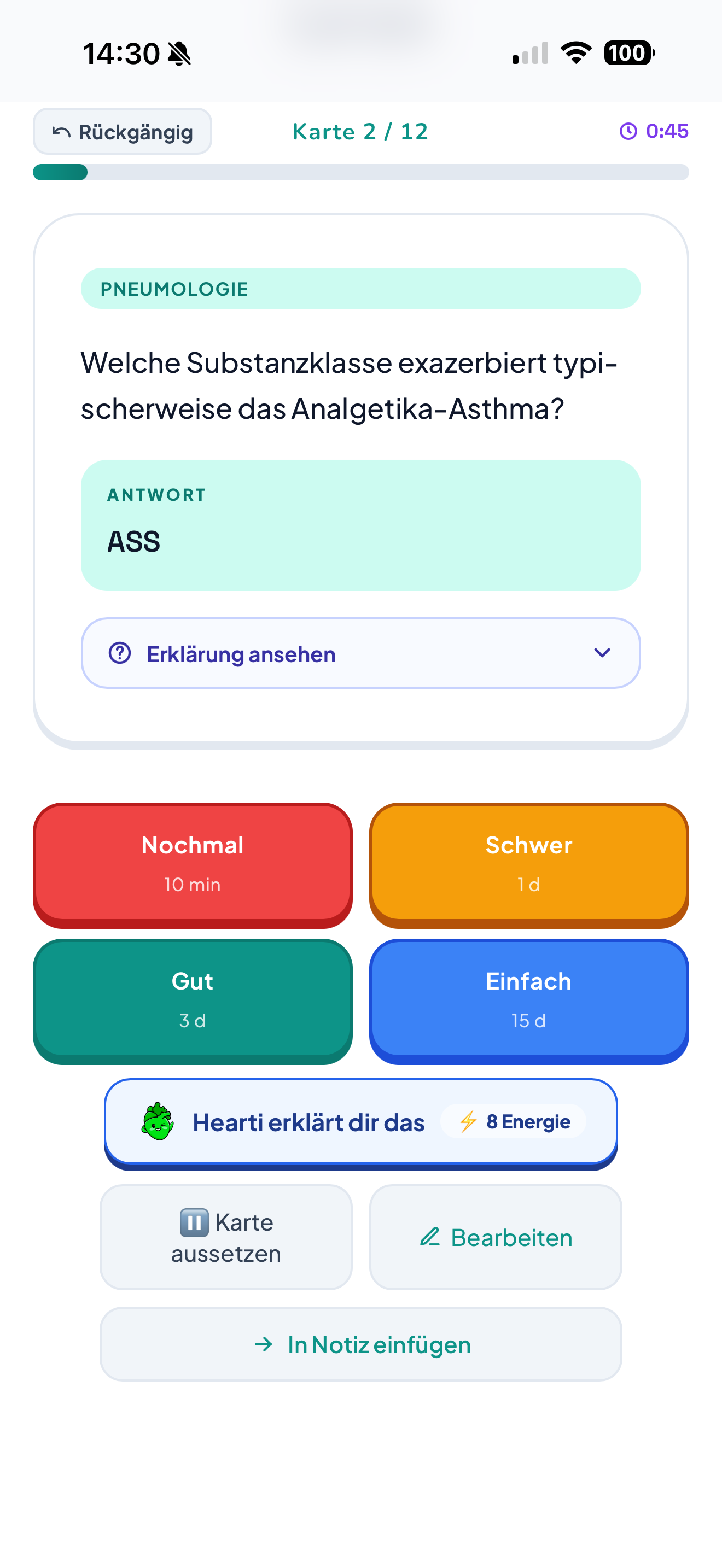 Der FSRS-Karteikasten in SlayMed